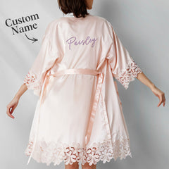 Personalized Embroidered Bride & Bridesmaid Robe – Custom Wedding Day Robes for Bridal Party