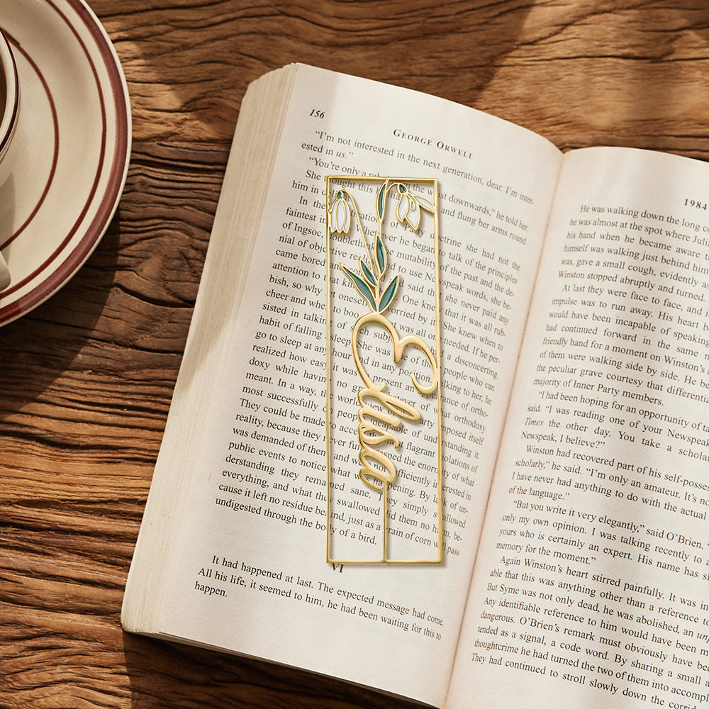 Grandma’s Garden Personalized Flower Bookmark – Custom Engraved Metal Bookmark for Book Lovers
