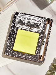 Personalized Wooden Sticky Note Holder with Pen – Custom Engraved Teacher Appreciation Gift