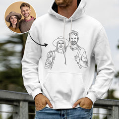 Personalized Line Art Hoodie – Custom Hoodie with Your Photo | Minimalist Hand-Drawn Design
