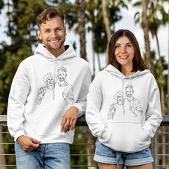 Personalized Line Art Hoodie – Custom Hoodie with Your Photo | Minimalist Hand-Drawn Design
