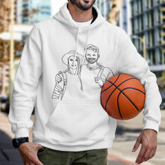 Personalized Line Art Hoodie – Custom Hoodie with Your Photo | Minimalist Hand-Drawn Design