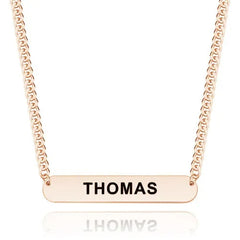 Personalized Engraved Bar Necklace – Thick Chain Punk Jewelry for Men, Custom Name Pendant, Hip-Hop Statement Necklace