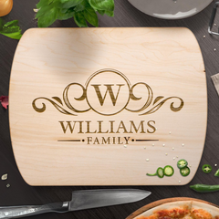 Personalized Monogram Hardwood Cutting Board – Custom Engraved Oval Wood Board for Wedding, Housewarming & Anniversary Gifts