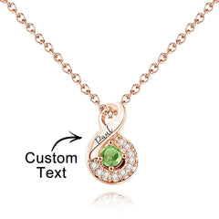 Personalized Engraved Birthstone Infinity Necklace – Custom Name Jewelry for Mothers, Sisters & Loved Ones