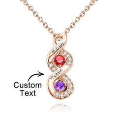 Personalized Engraved Birthstone Infinity Necklace – Custom Name Jewelry for Mothers, Sisters & Loved Ones