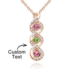 Personalized Engraved Birthstone Infinity Necklace – Custom Name Jewelry for Mothers, Sisters & Loved Ones