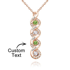 Personalized Engraved Birthstone Infinity Necklace – Custom Name Jewelry for Mothers, Sisters & Loved Ones