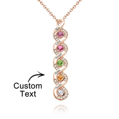 Personalized Engraved Birthstone Infinity Necklace – Custom Name Jewelry for Mothers, Sisters & Loved Ones