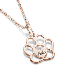 Personalized Paw Print Necklace – Custom Engraved Pet Memorial Jewelry for Dog & Cat Lovers