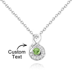 Personalized Engraved Birthstone Infinity Necklace – Custom Name Jewelry for Mothers, Sisters & Loved Ones