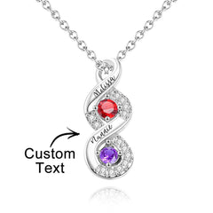 Personalized Engraved Birthstone Infinity Necklace – Custom Name Jewelry for Mothers, Sisters & Loved Ones