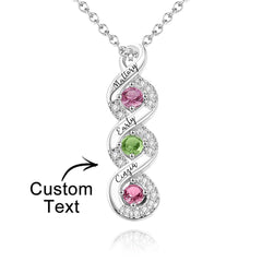 Personalized Engraved Birthstone Infinity Necklace – Custom Name Jewelry for Mothers, Sisters & Loved Ones