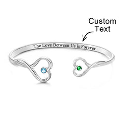Personalized Double Birthstone Bracelet – Custom Engraved Jewelry for Mothers, Daughters & Couples