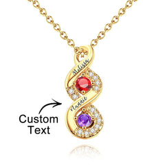 Personalized Engraved Birthstone Infinity Necklace – Custom Name Jewelry for Mothers, Sisters & Loved Ones