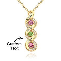 Personalized Engraved Birthstone Infinity Necklace – Custom Name Jewelry for Mothers, Sisters & Loved Ones