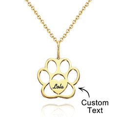 Personalized Paw Print Necklace – Custom Engraved Pet Memorial Jewelry for Dog & Cat Lovers