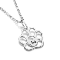 Personalized Paw Print Necklace – Custom Engraved Pet Memorial Jewelry for Dog & Cat Lovers