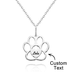 Personalized Paw Print Necklace – Custom Engraved Pet Memorial Jewelry for Dog & Cat Lovers