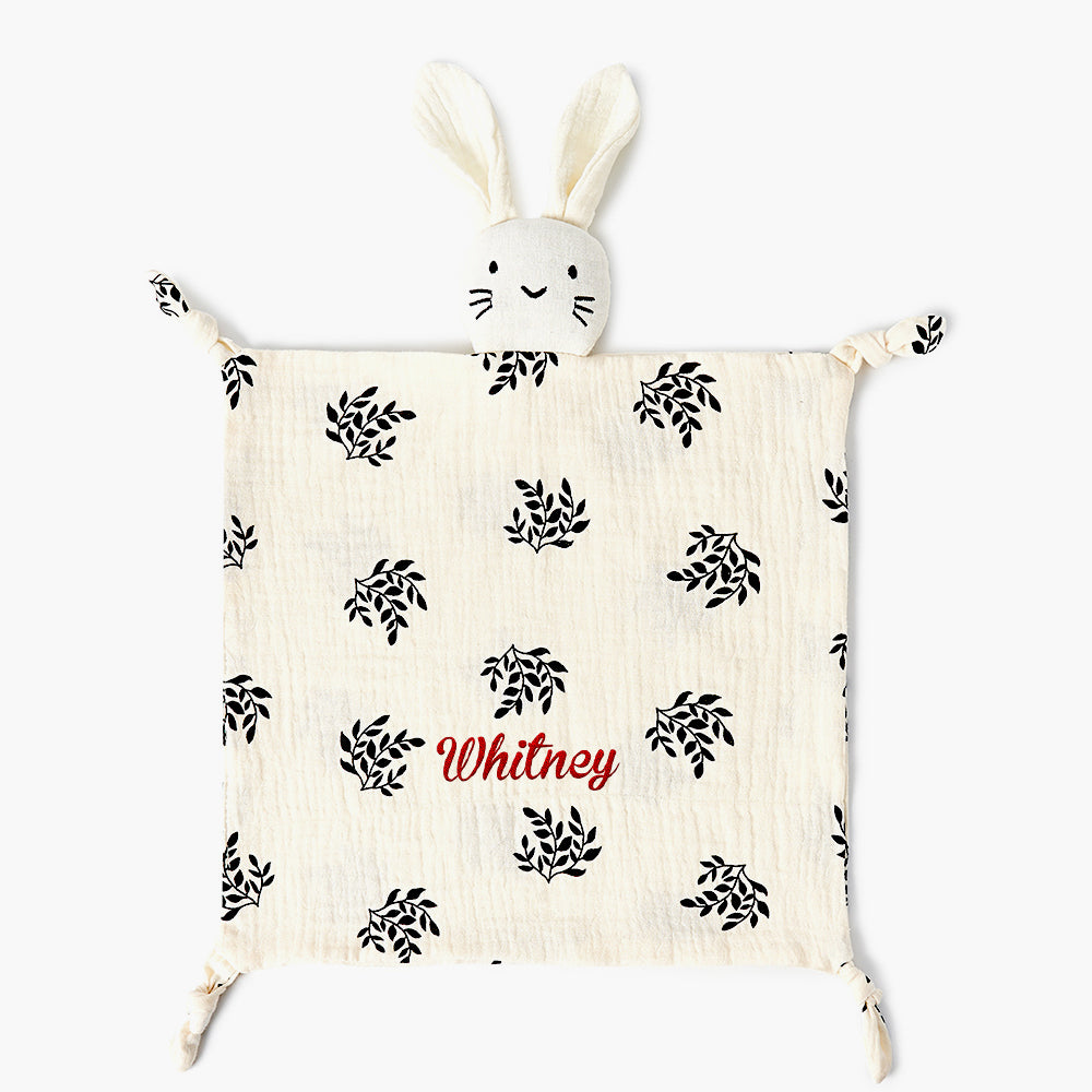 Personalized Baby Soothe Towel Bib & Soft Sleeping Doll – Custom Embroidered Name Gift for Newborns