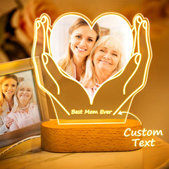 Personalized Photo & Text Acrylic Night Light – Custom LED Lamp Gift for Mother’s Day