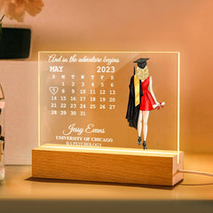 Personalized Acrylic Photo Lamp – Custom Engraved Graduation Night Light with Date & Name