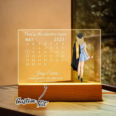 Personalized Acrylic Photo Lamp – Custom Engraved Graduation Night Light with Date & Name