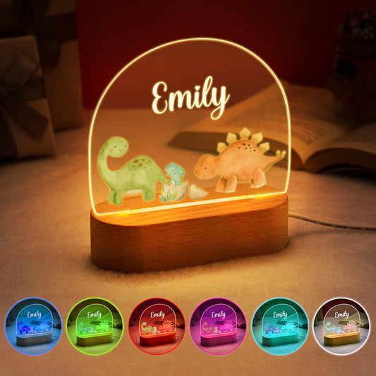 Personalized Baby Dinosaur Night Light – Custom Name LED Lamp for Kids & Nursery Décor