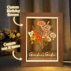 Personalized Birth Flower Bouquet LED Light – Custom Name Engraved Night Lamp for Mom & Grandma