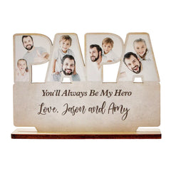 Personalized Papa Wooden Plaque – Custom Photo & Engraved Gift for Father’s Day, Grandpa, or Dad