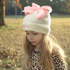 Personalized Baby Bow Knit Hat – Custom Name Beanie for Newborns & Toddlers