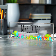 Personalized Teacher Desk Name Plate – Custom Engraved Acrylic Name Sign for Educators & Mentors