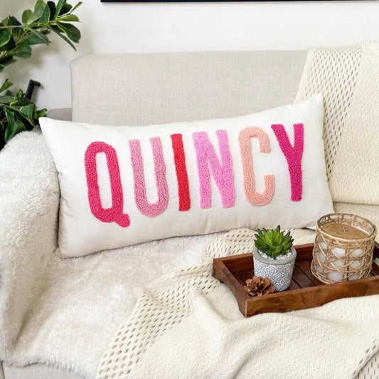 Custom Name Pillow Cover | Personalized Kids Room Decor | Handmade Embroidered Cotton Cushion Case | Baby Shower Gift
