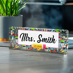 Personalized Teacher Desk Name Plate – Custom Engraved Acrylic Name Sign for Educators & Mentors