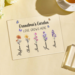 Personalized Grandma’s Garden Plaque – Custom Birth Flower Sign for Mother’s Day, Grandmother Gift