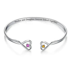 Personalized Double Birthstone Bracelet – Custom Engraved Jewelry for Mothers, Daughters & Couples