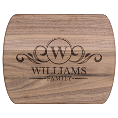 Personalized Monogram Hardwood Cutting Board – Custom Engraved Oval Wood Board for Wedding, Housewarming & Anniversary Gifts
