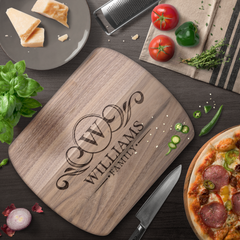 Personalized Monogram Hardwood Cutting Board – Custom Engraved Oval Wood Board for Wedding, Housewarming & Anniversary Gifts
