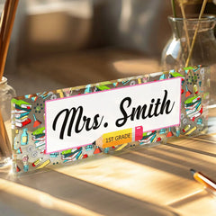 Personalized Teacher Desk Name Plate – Custom Engraved Acrylic Name Sign for Educators & Mentors