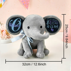 Personalized Elephant Plush – Custom Baby Keepsake & Birth Announcement Gift