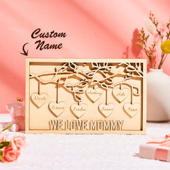 Personalized Family Tree Plaque – Engraved Wooden Home Décor Gift for Mom, Grandma, Mother’s Day