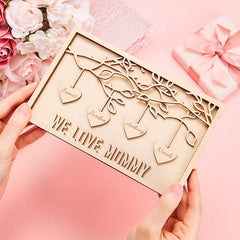 Personalized Family Tree Plaque – Engraved Wooden Home Décor Gift for Mom, Grandma, Mother’s Day