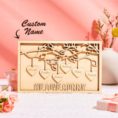 Personalized Family Tree Plaque – Engraved Wooden Home Décor Gift for Mom, Grandma, Mother’s Day
