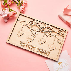 Personalized Family Tree Plaque – Engraved Wooden Home Décor Gift for Mom, Grandma, Mother’s Day
