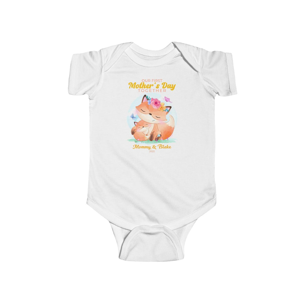 Personalized First Mother’s Day Matching Set – Custom Fox Mommy & Baby Outfit